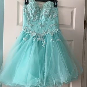Short blue prom, HOCO, sweet 16 dress
